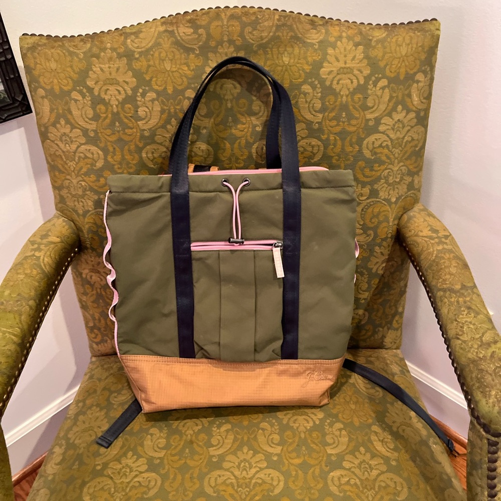 J. Crew Olive and Tan Backpack